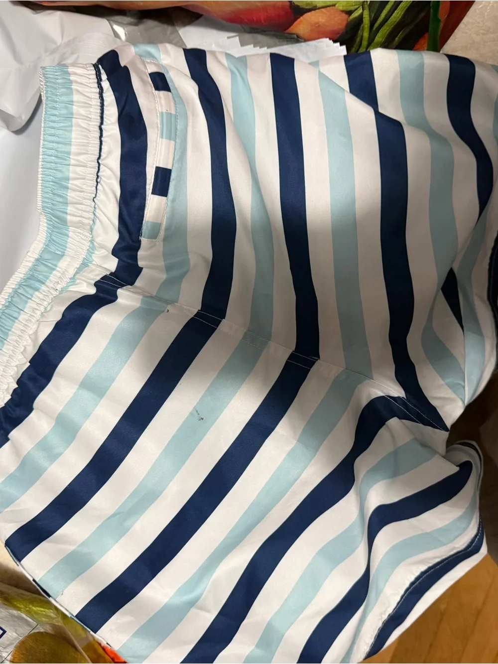1901 Navy & Light Blue Striped Swim Shorts
